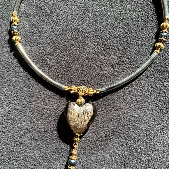 Silver and Gold-Tone Beaded Choker - Picture 4 of 5